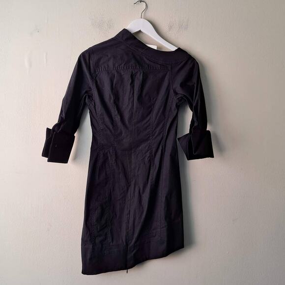 Byron Lars Womens Black Ruffle Pleated Half Sleeve Assymetrical Dress - Size 2 - Picture 13 of 15